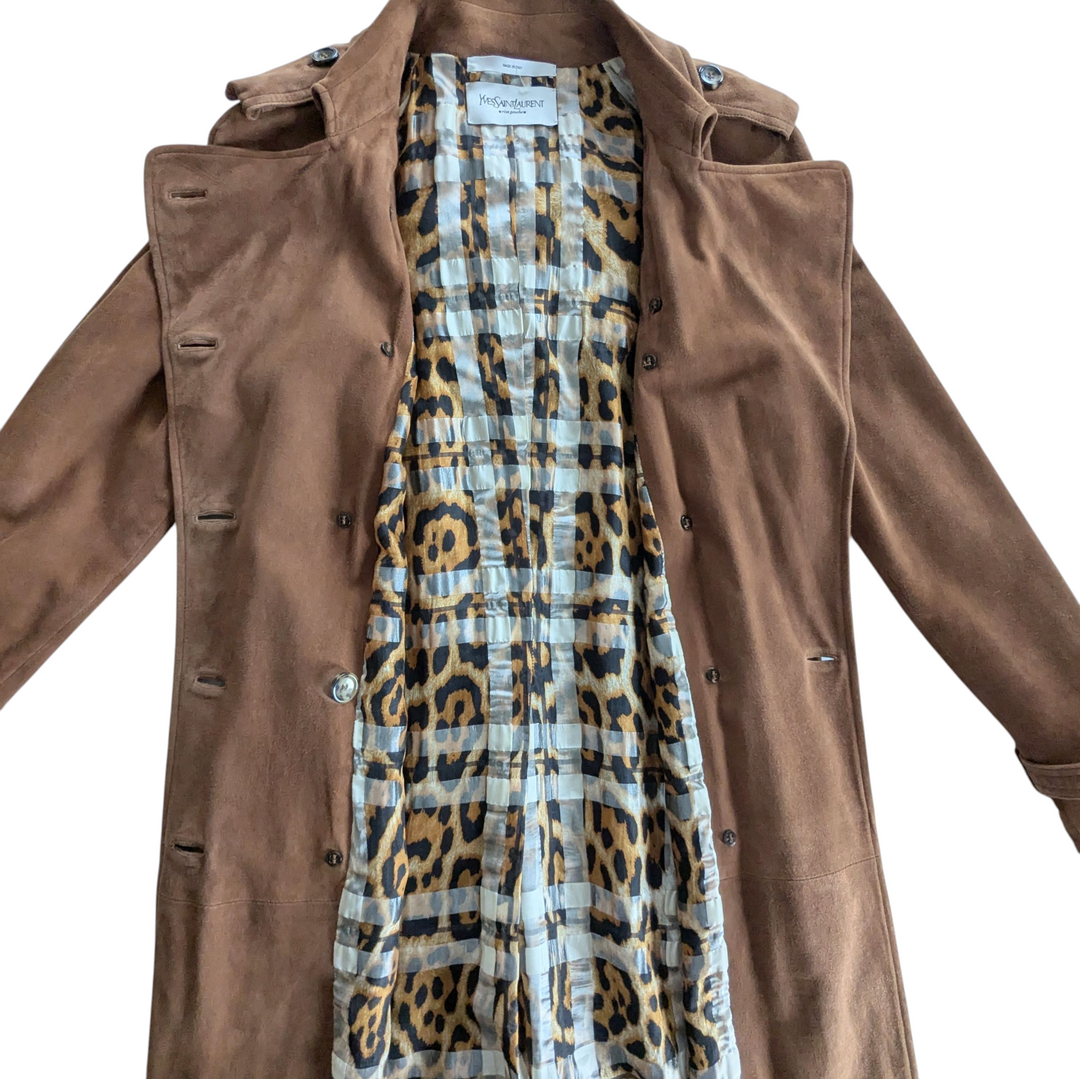 Yves Saint Laurent Suede Trench Coat Size Small