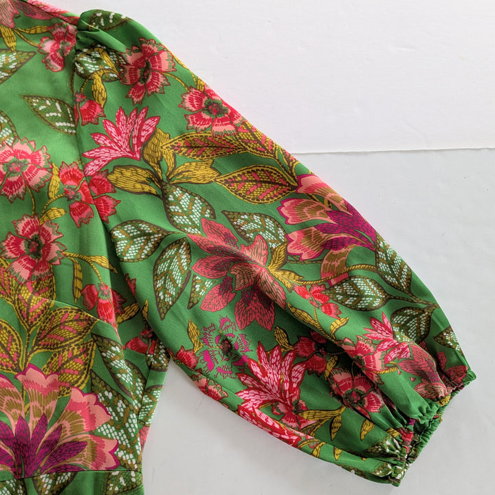 Sugarlips Evanna Green Floral Print Satin Dress Size 3X