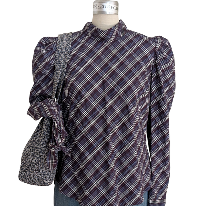 Veronica Beard Isabel Plaid Top Size Large