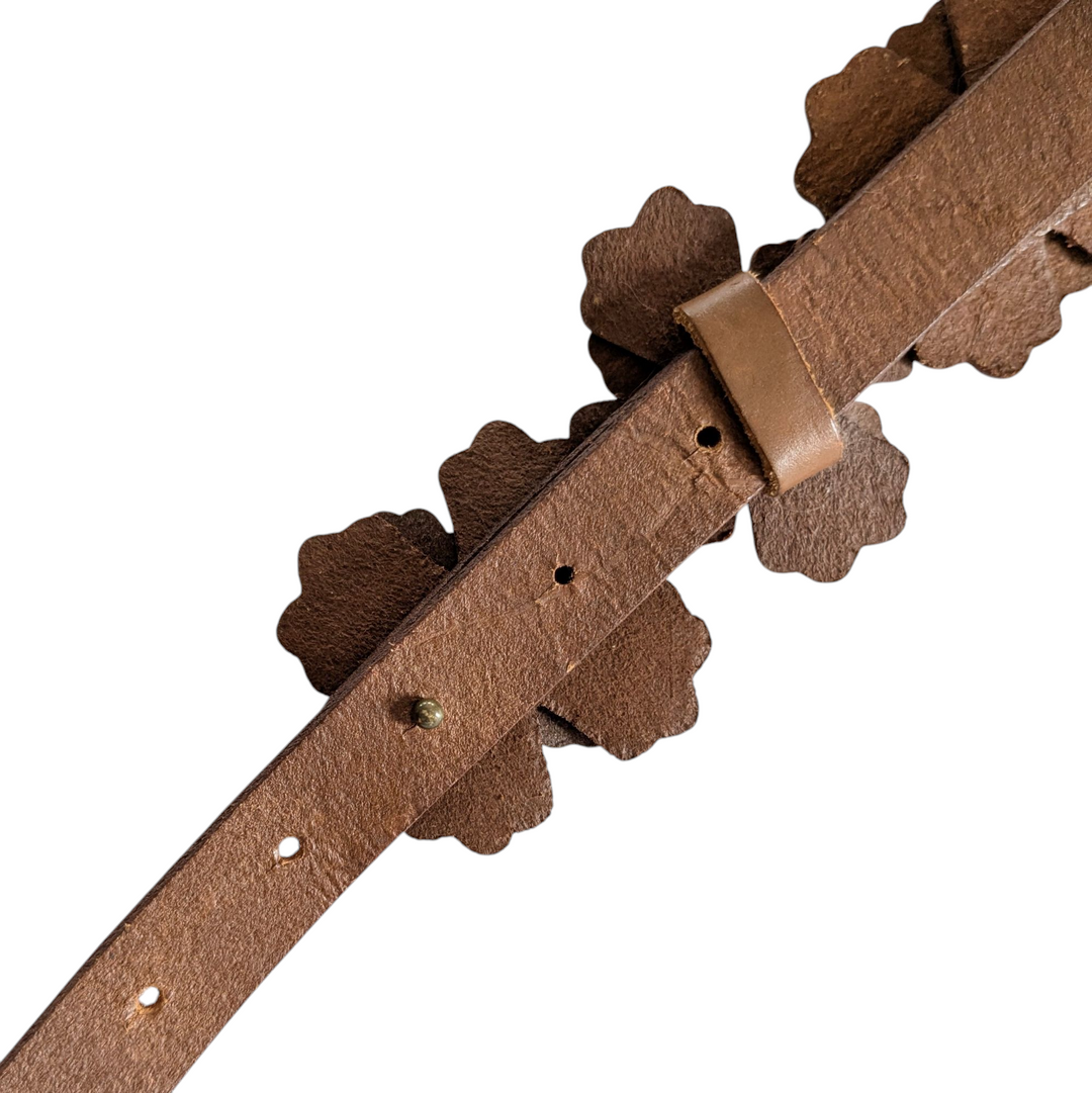 Leather Belt with Flower Accent Size Small