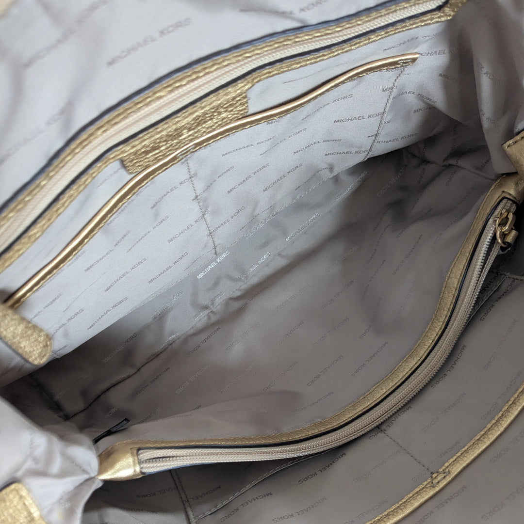 Michael Kors Riley Gold Leather Satchel