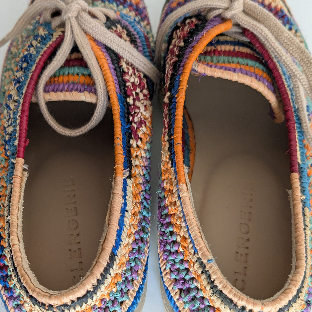 Robert Clergerie Lisa Raffia Wedge Oxfords Size 36