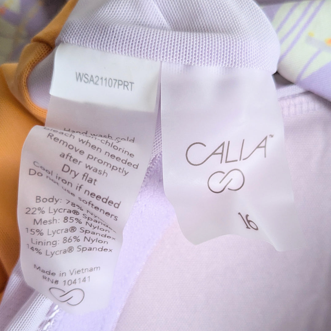 Calia Palms Lavender Long Sleeve Swimsuit Size 16 NWT