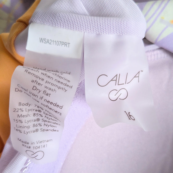 Calia Palms Lavender Long Sleeve Swimsuit Size 16 NWT