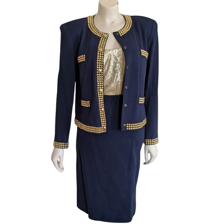 Adrienne Vittadini Vintage Knit Skirt Suit Size 10