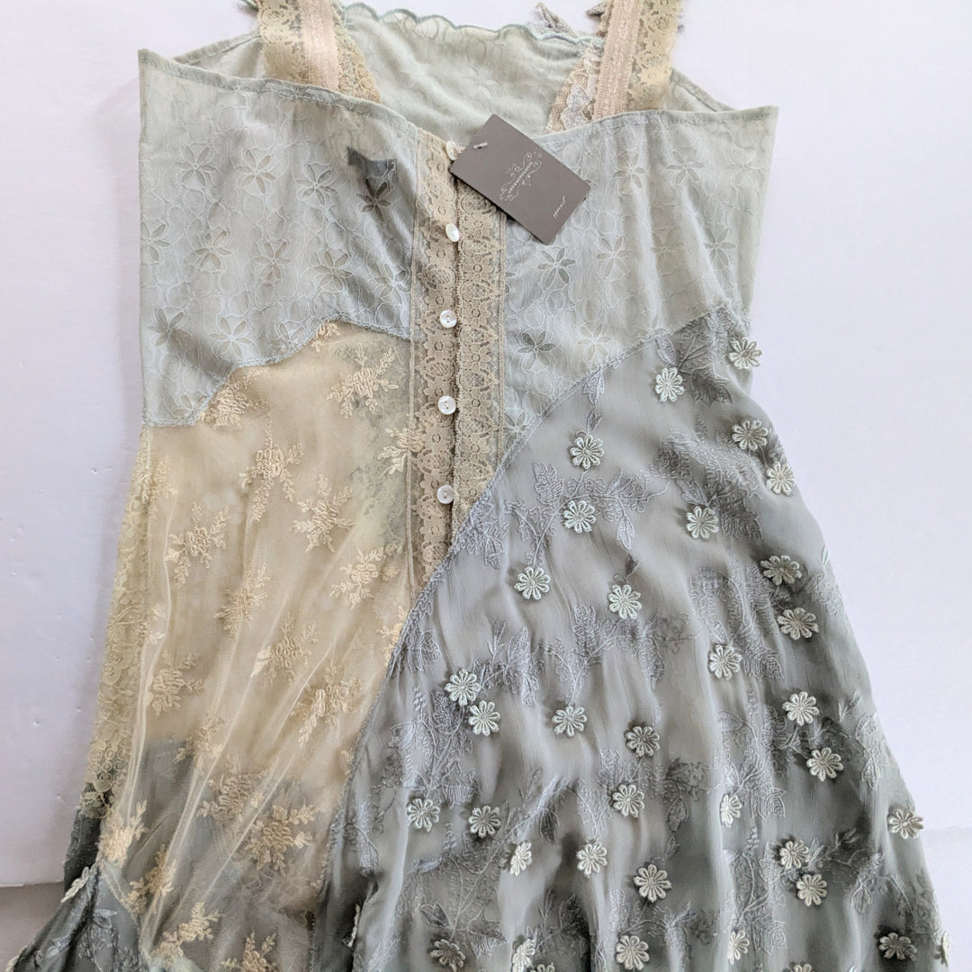 Anthropologie Vintage Odille Lace and Silk Maxi Dress Size 10
