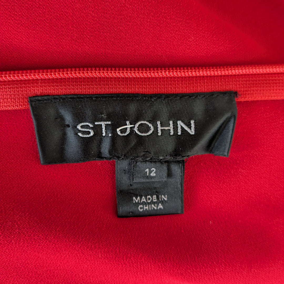 St John Red Crepe Dress Size 12