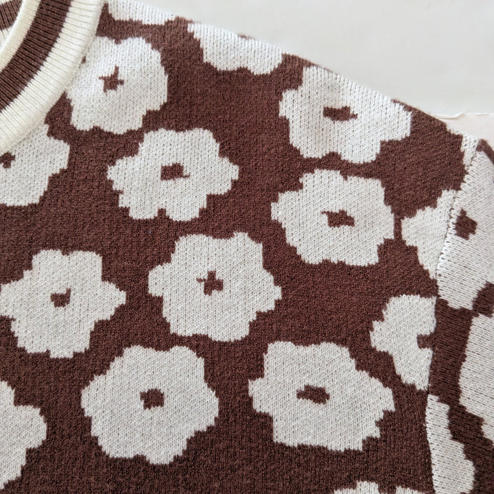 Pretty Garden Brown Floral Sweater Size Small