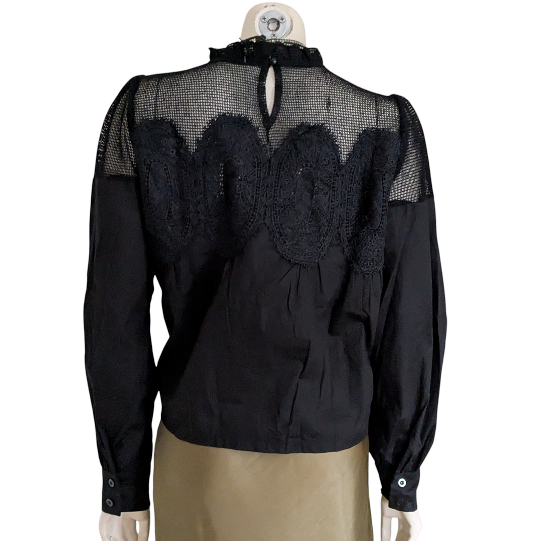 Black Cotton and Mesh Top Size Small