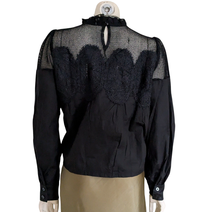 Black Cotton and Mesh Top Size Small