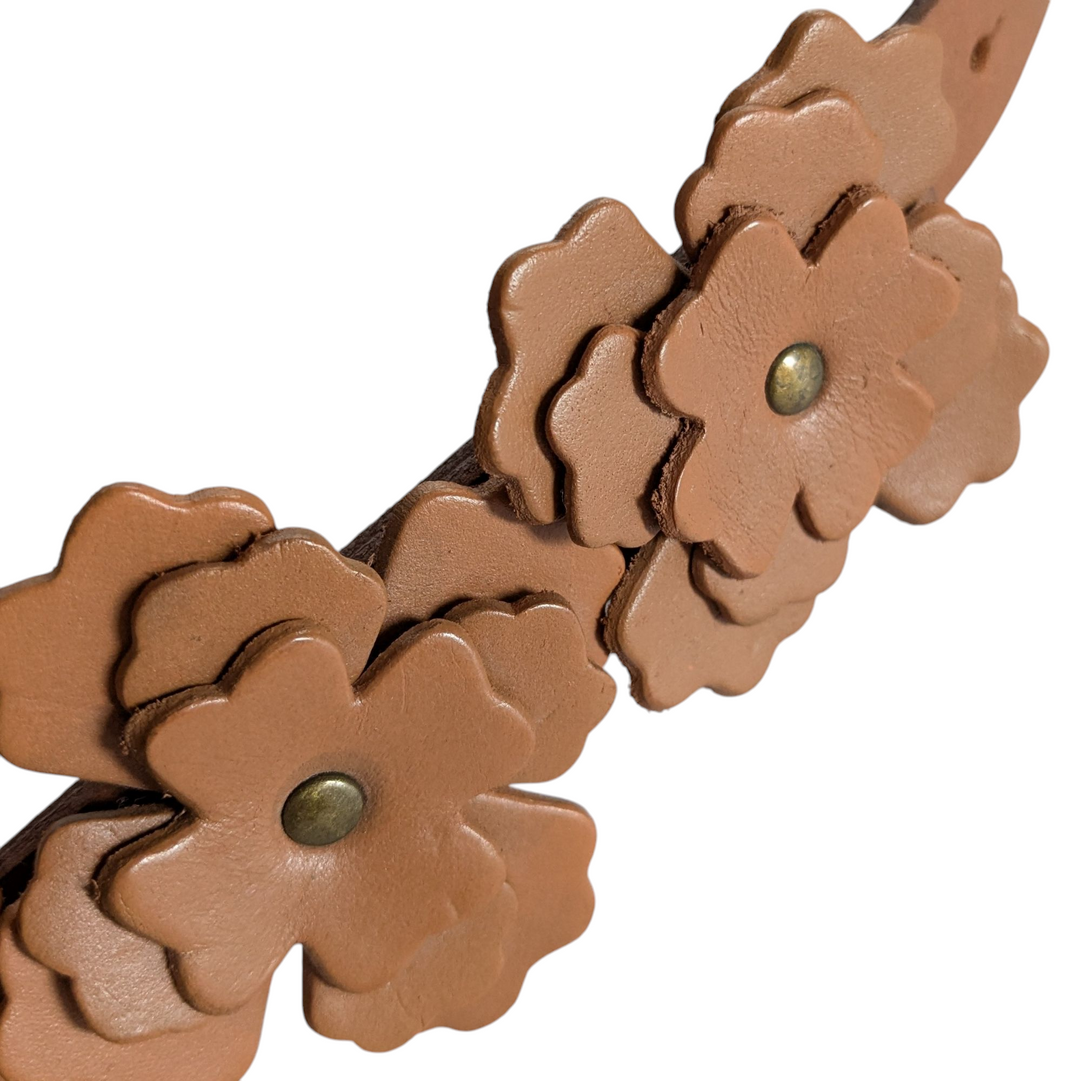 Leather Belt with Flower Accent Size Small