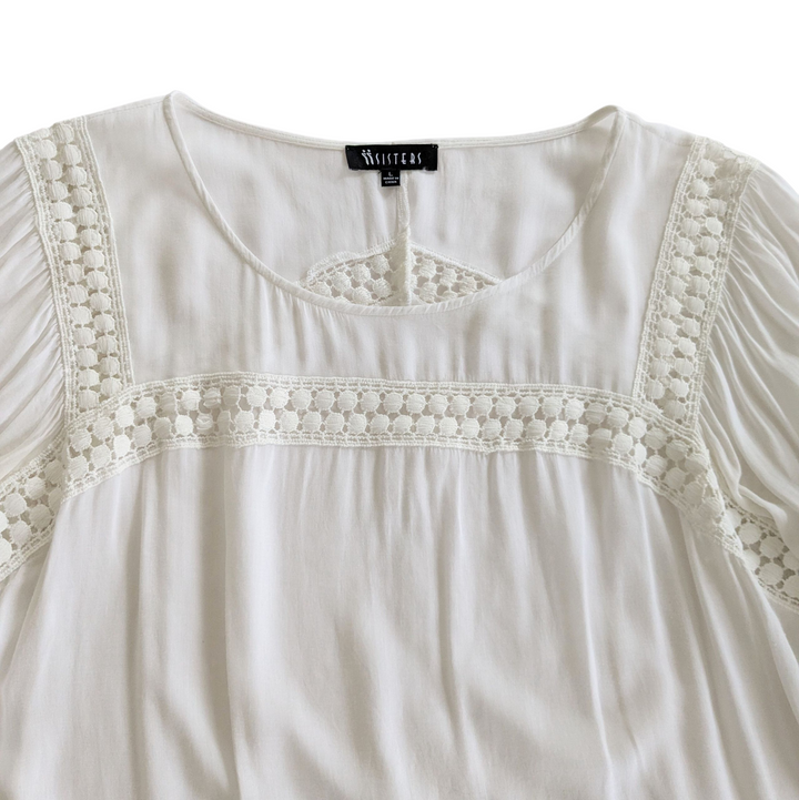 Sisters White Peasant Top Size Large