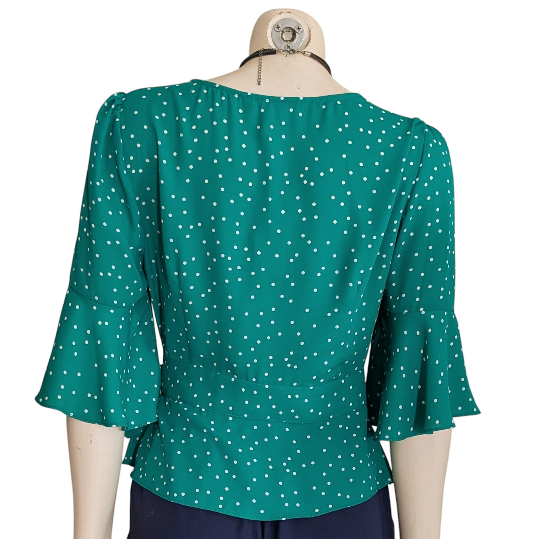 BB Dakota Polka Dot Wrap Top Size Medium NWT