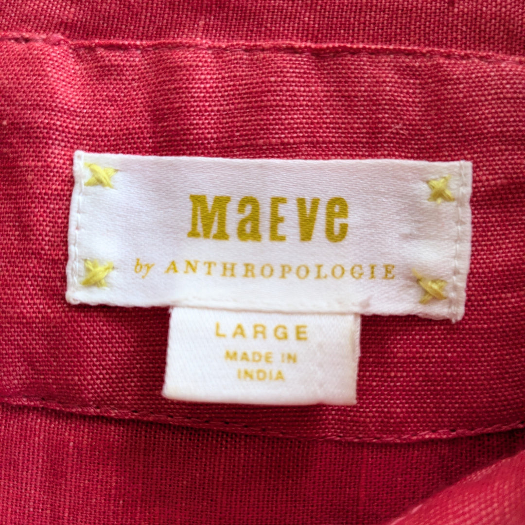 Anthropologie Maeve Linen Blend Button Down Shirt Size Large