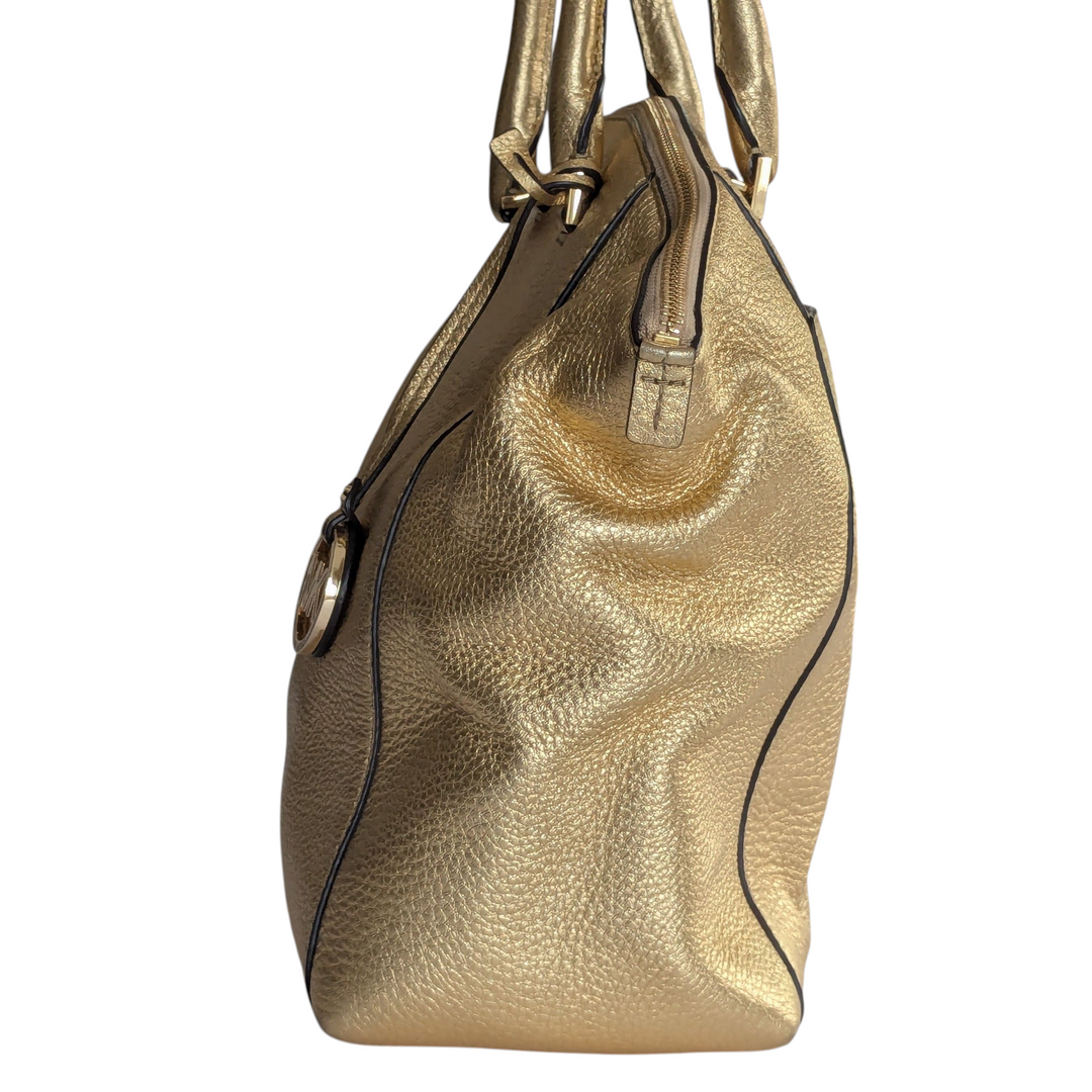 Michael Kors Riley Gold Leather Satchel