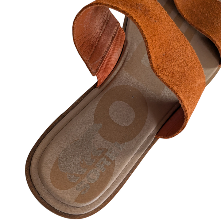 Sorel Ella II Orange Suede Slides Size 8