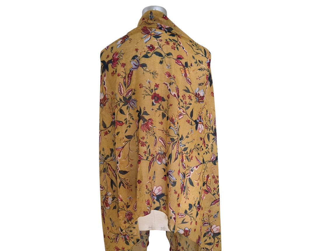Mustard Yellow Floral Print Scarf/Wrap