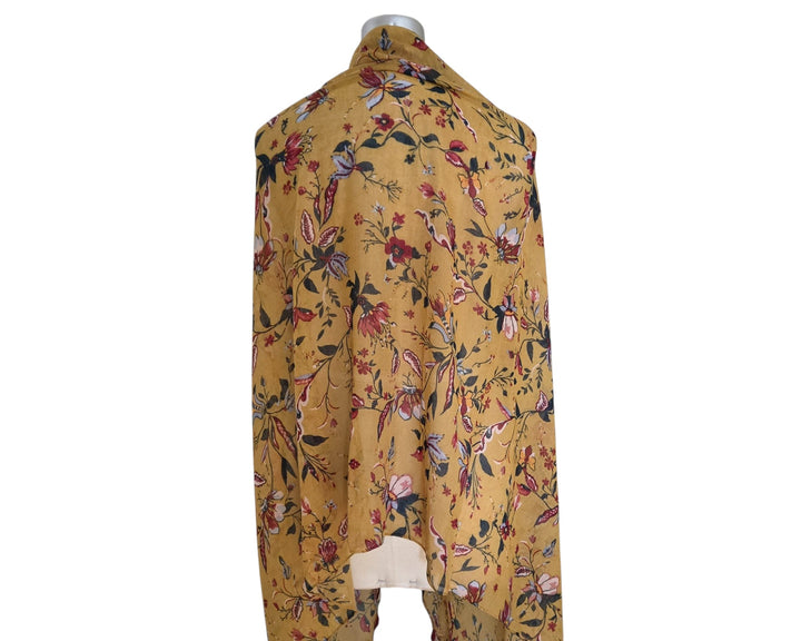 Mustard Yellow Floral Print Scarf/Wrap