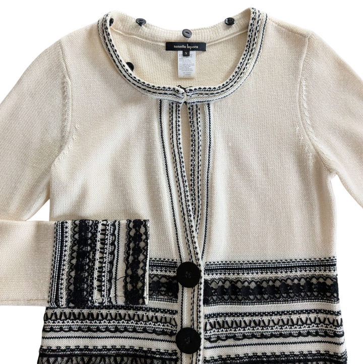 Nanette Lepore Embroidered Long Cardigan Size Small
