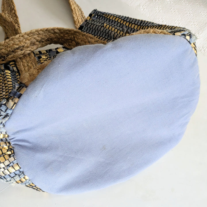 Woven Suede and Rope Tote Bag