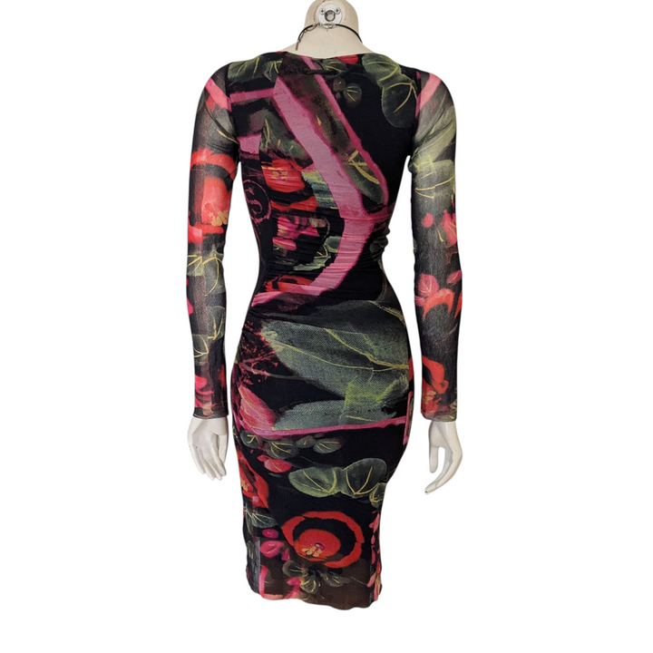 Jean Paul Gautier Soleil Floral Mesh Dress Size Small