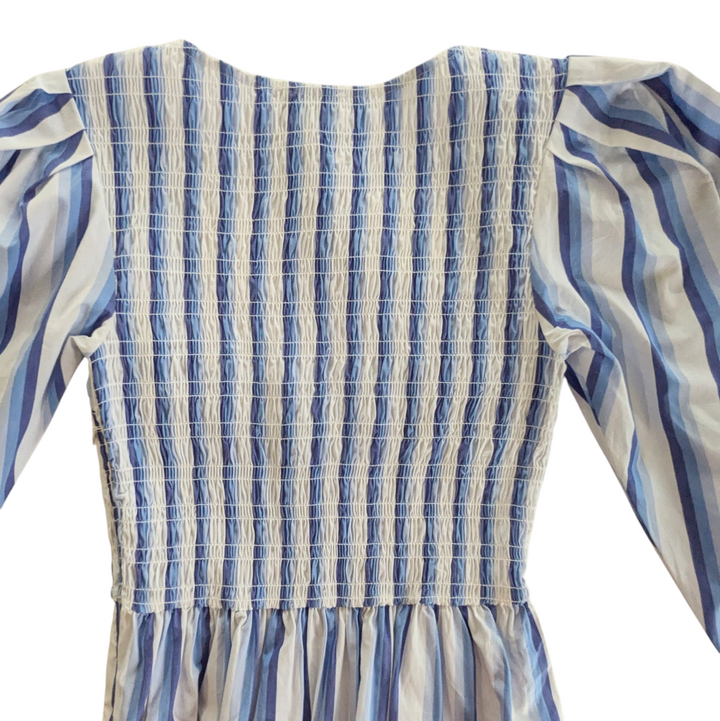 Ganni Striped Smocked Dress Size 34