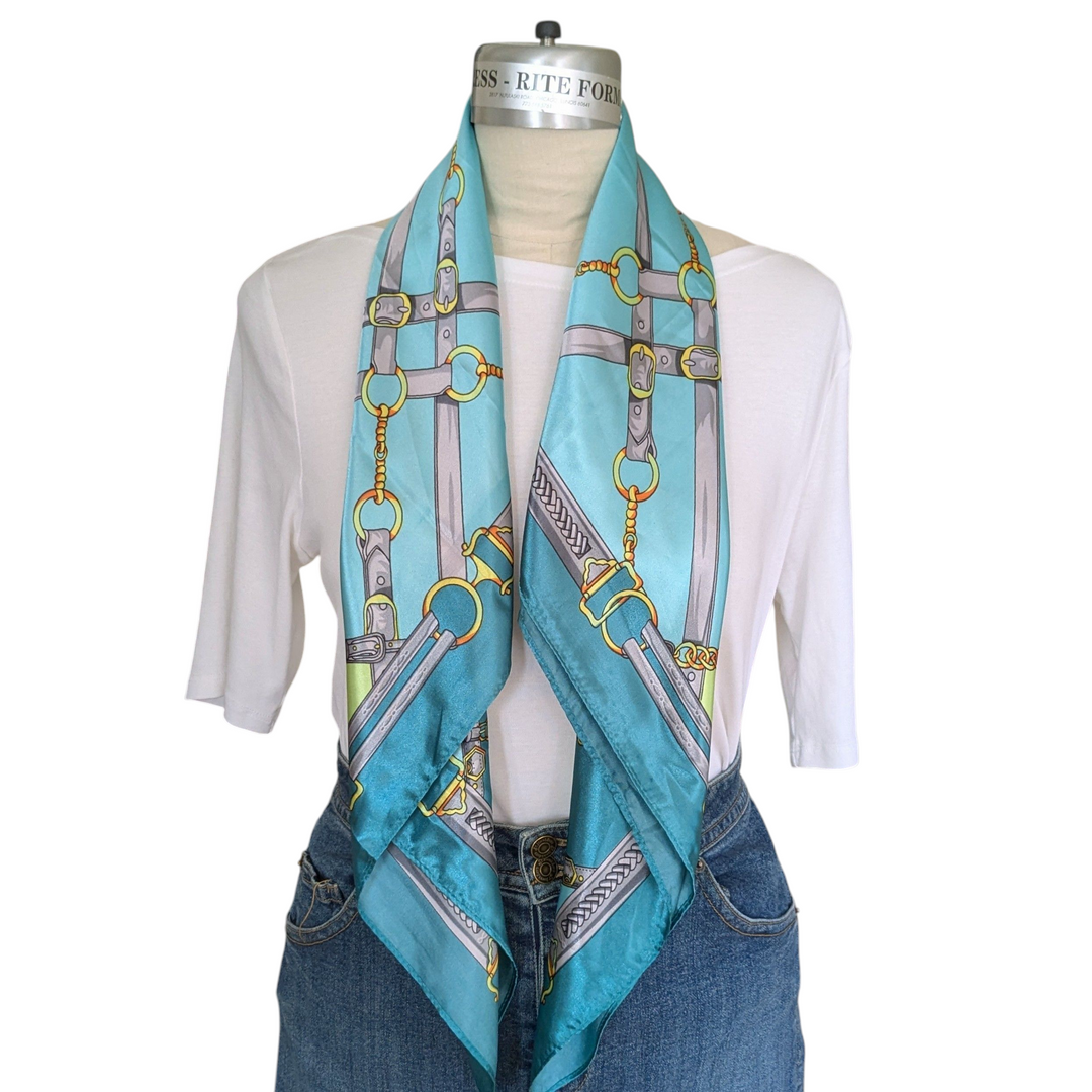 Equestrian Motif Satin Scarf