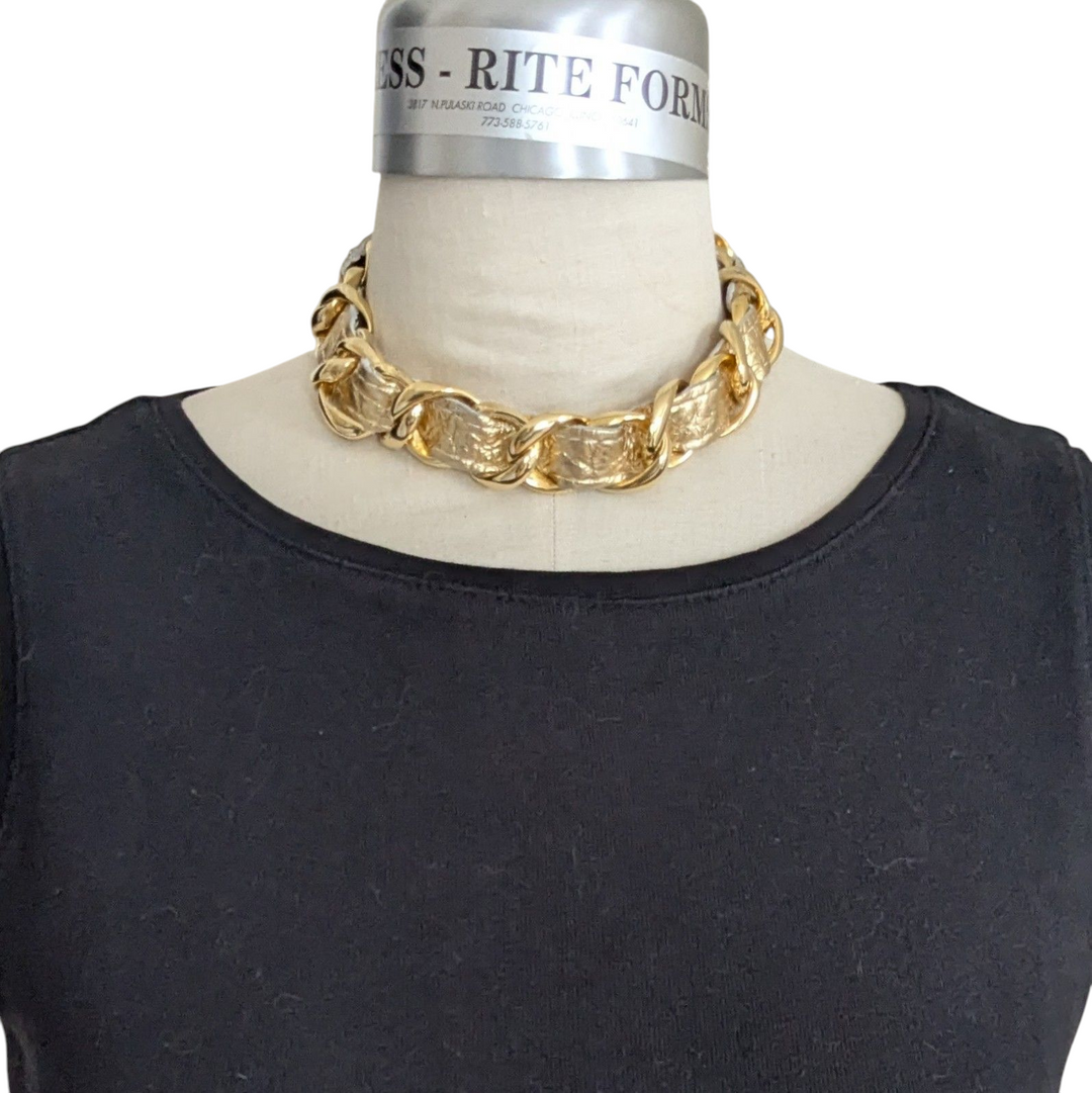 CC Skye Leather and Gold Necklace