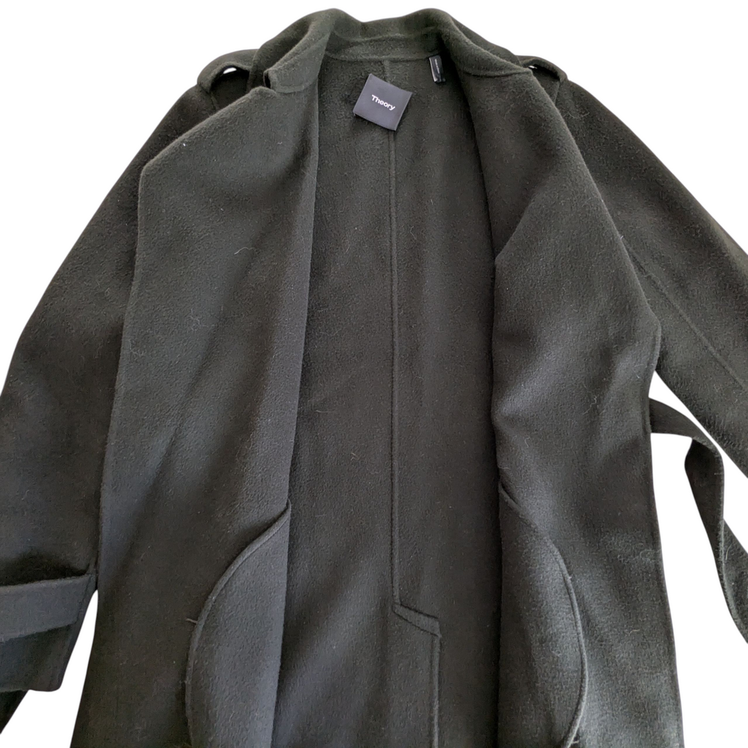 Theory Wool and Cashmere Wrap Coat Size Small