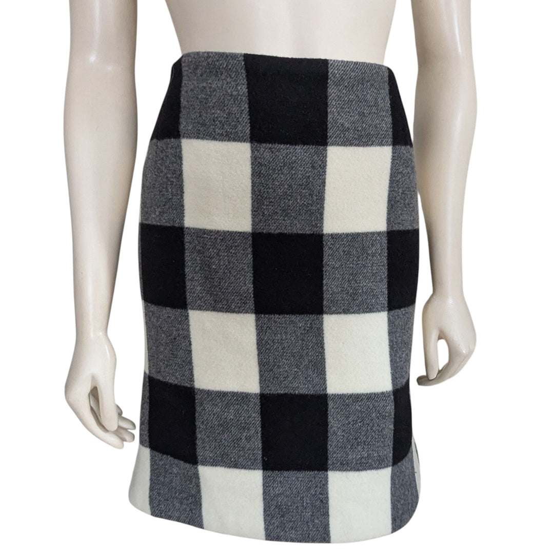 MaxMara Buffalo Plaid Wool Skirt Size 6