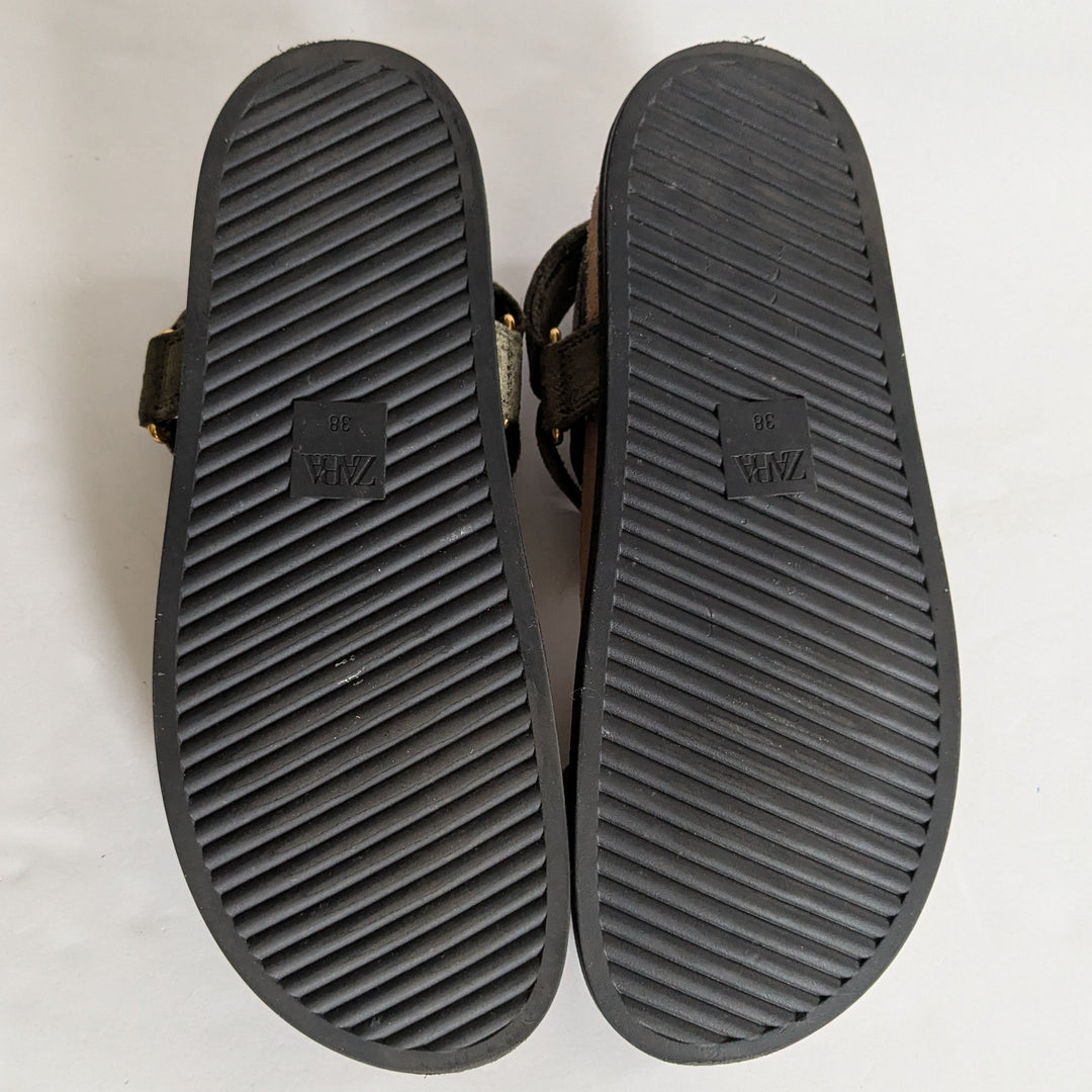 Zara Velvet Strap Sandals Size 38