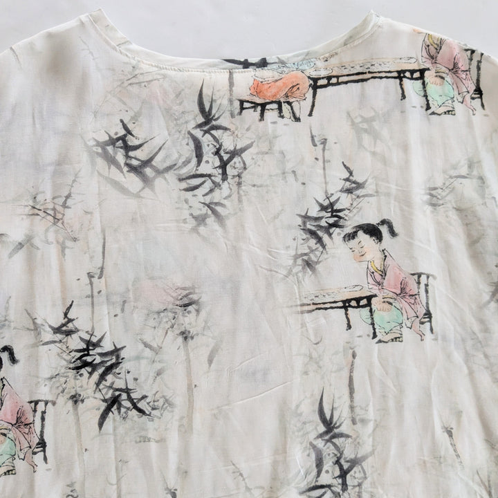 Buykud O Neck Tee Asian Print Size XL
