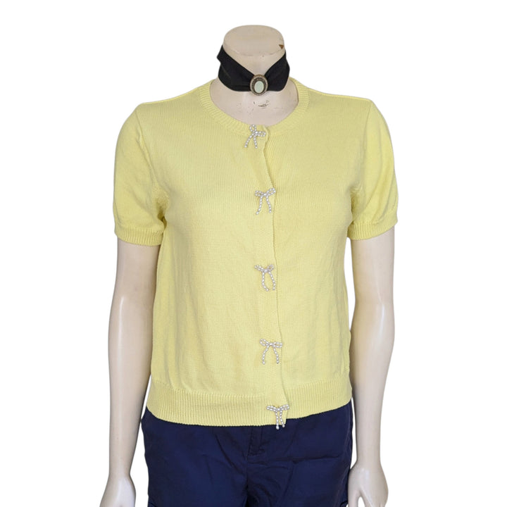 Zara Short Sleeve Yellow Cardigan Size Medium