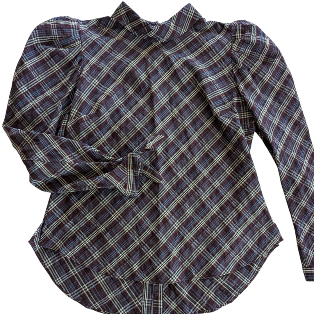 Veronica Beard Isabel Plaid Top Size Large