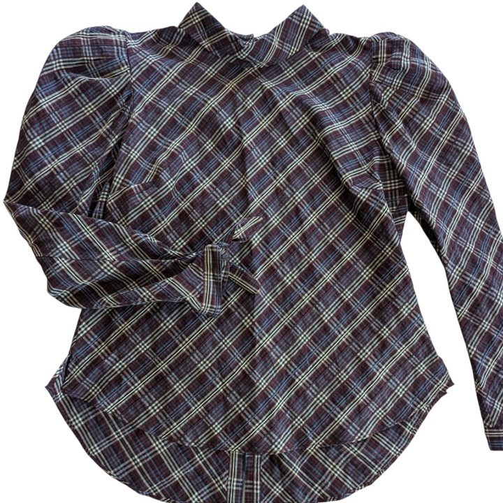 Veronica Beard Isabel Plaid Top Size Large
