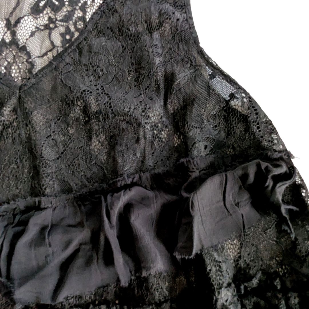 Anthropologie Flouncy Lace Fleece Top Size XS