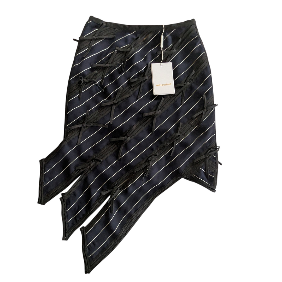 Self Portrait Pinstripe Ribbon Panel Skirt Size 2