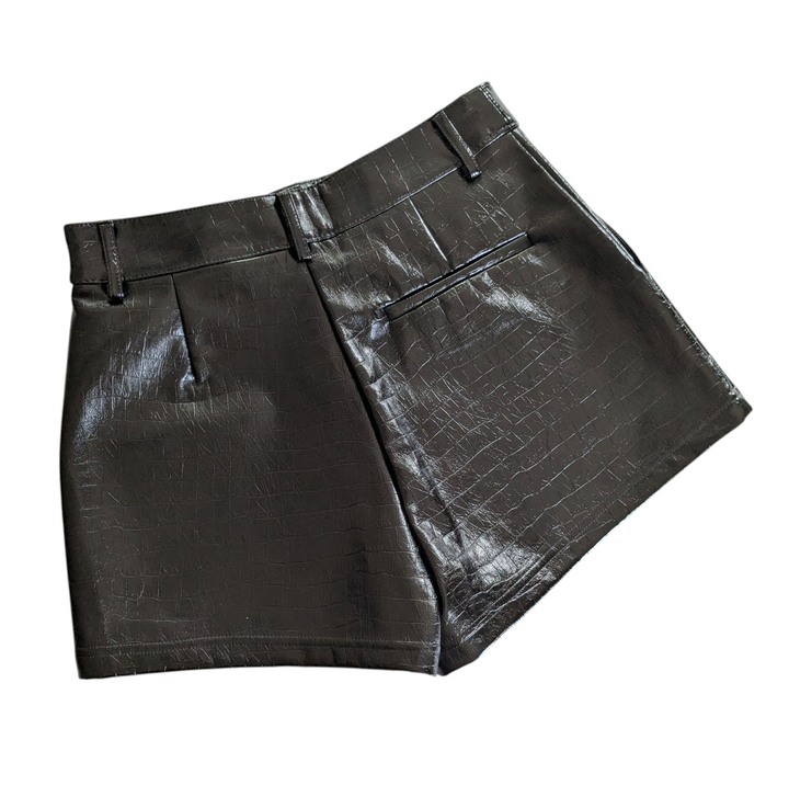 The Noli Shop Faux Croc Shorts Blue and Black Size 4
