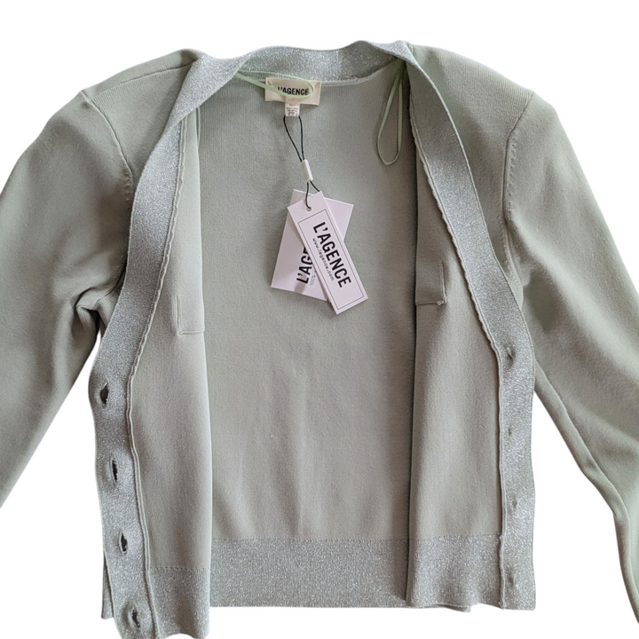 L'Agence  Taya Cropped Cardigan Mint Green