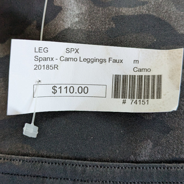 Spanx Black Camo Print Leggings Size Medium