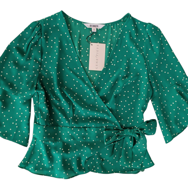 BB Dakota Polka Dot Wrap Top Size Medium NWT
