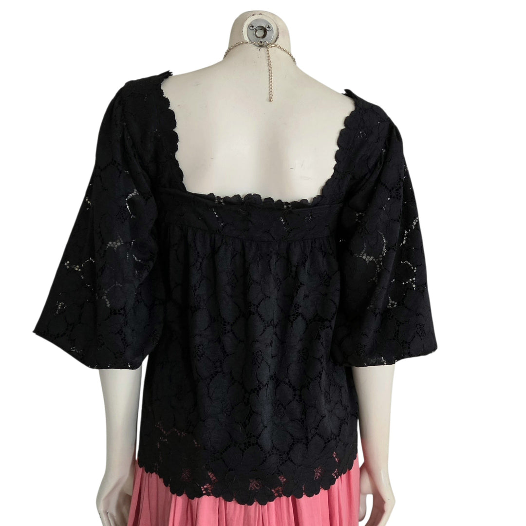 Loeffler Randall Black Lace Top Size Medium