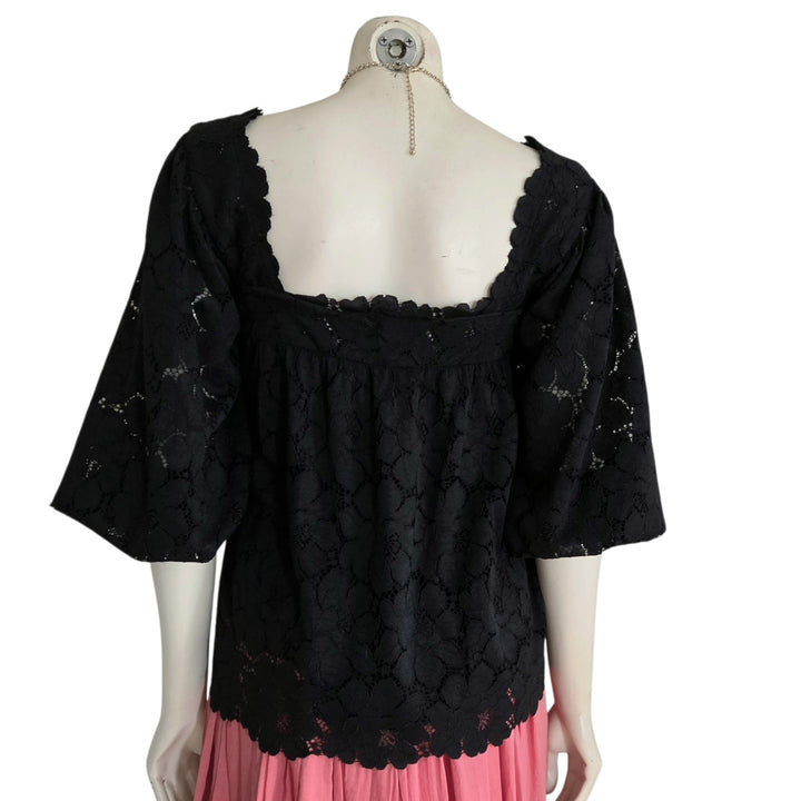 Loeffler Randall Black Lace Top Size Medium