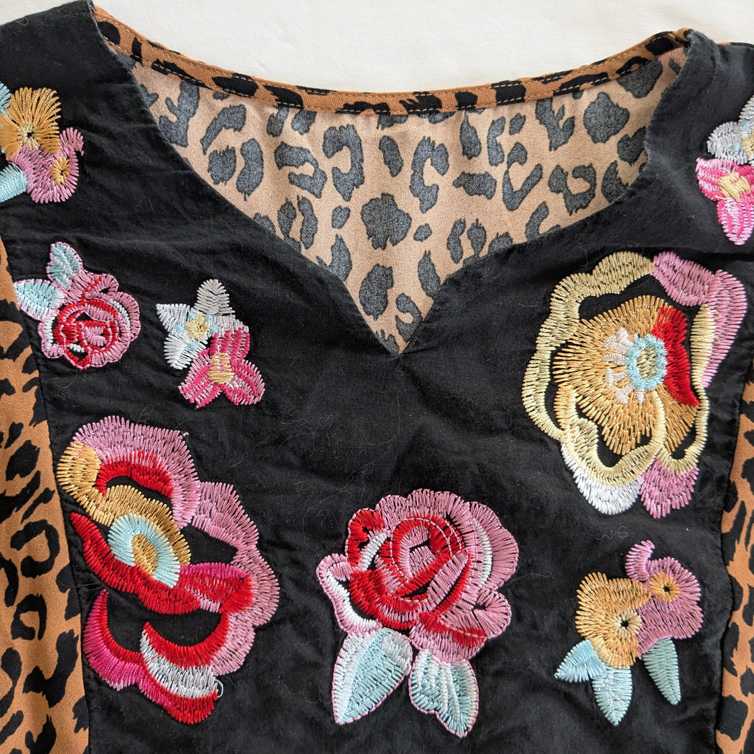 Animal Print Tunic with Embroidery Size Large