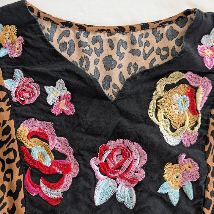 Animal Print Tunic with Embroidery Size Large