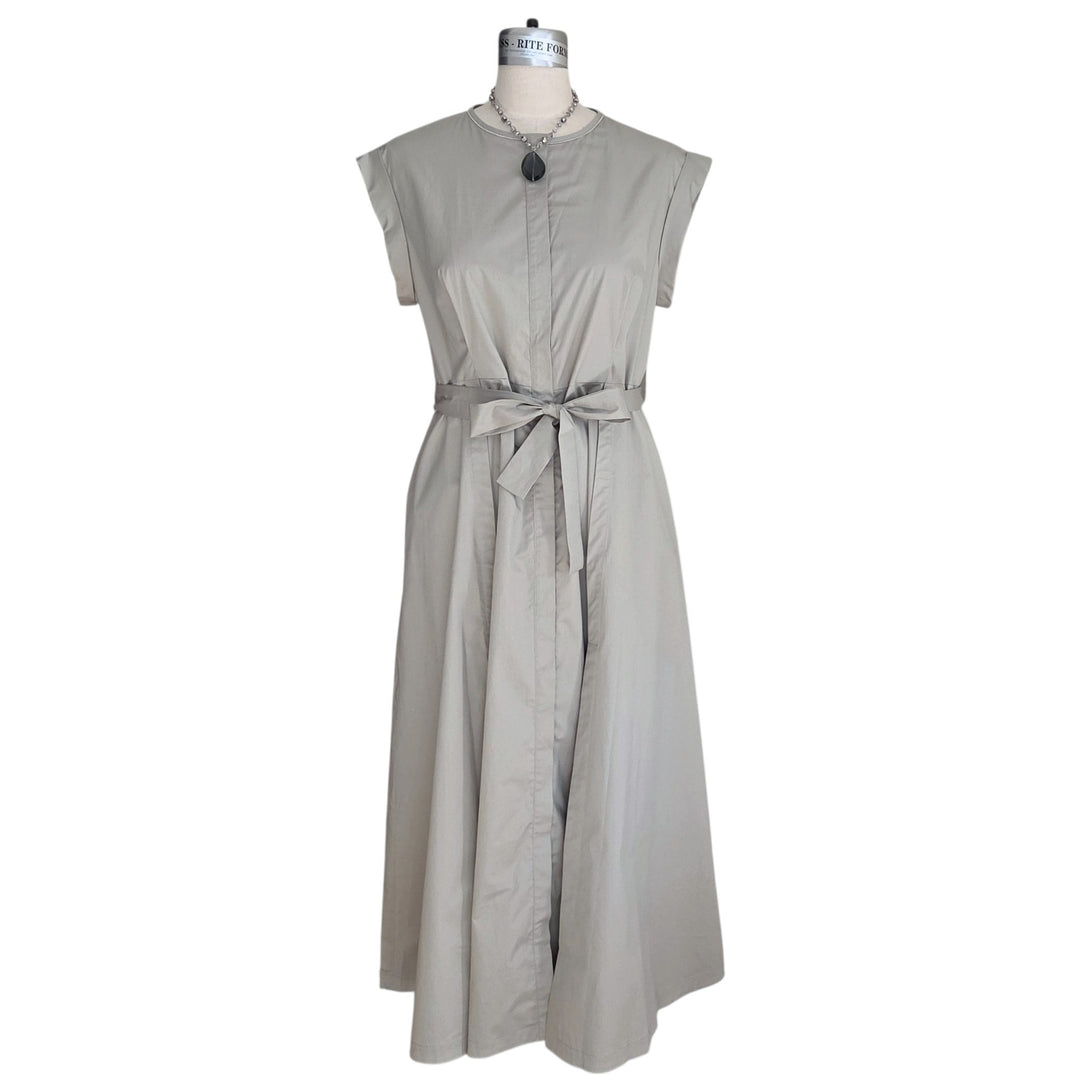Peserico Cap Sleeve Stretch Cotton Midi Dress Size 48