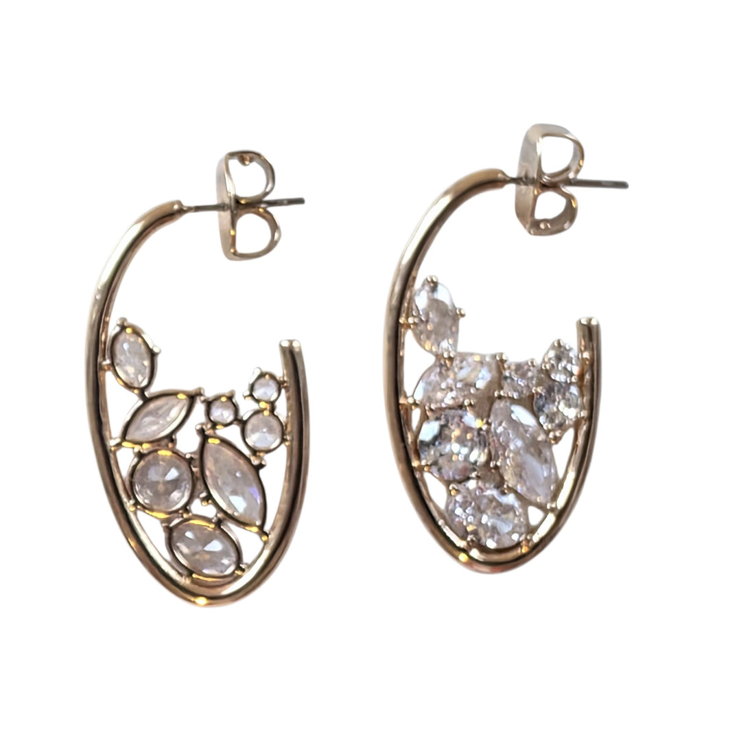 Anthropologie Gold and Crystal Hoop Earrings