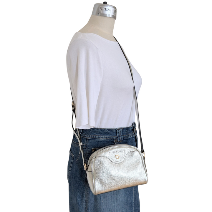 Salvatore Ferragamo Ganini Silver Crossbody Bag