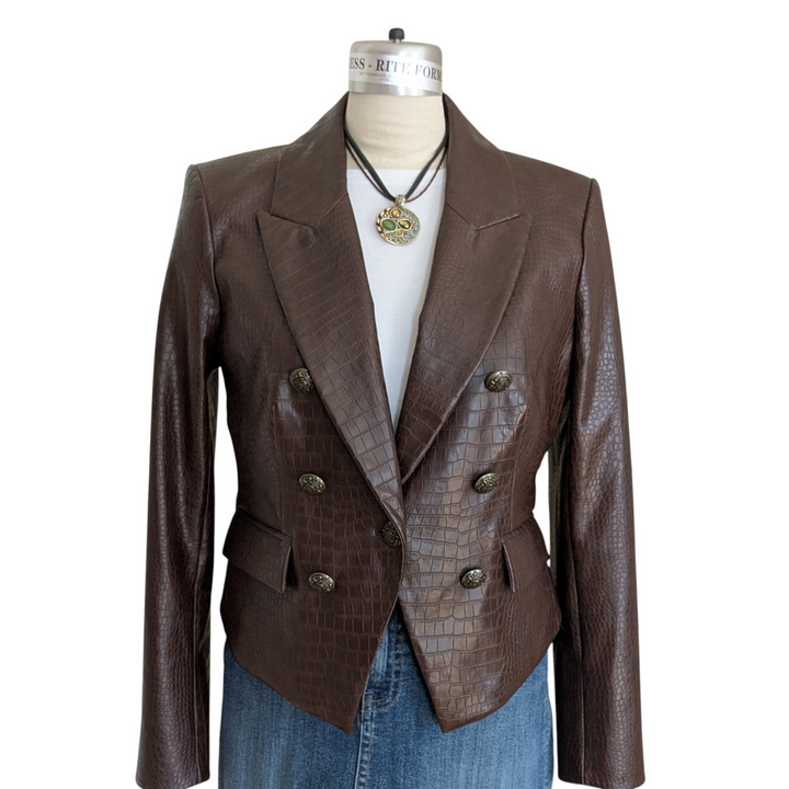Veronica Beard Cooke Dickey Blazer Vegan Leather