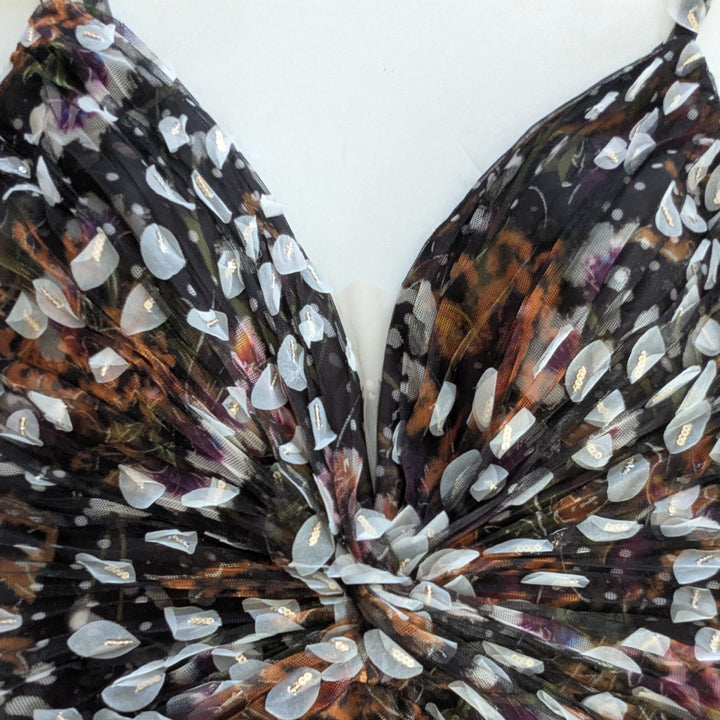 Marchesa Notte Tiered Leaf Applique Evening Dress Size 12